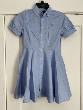 Ralph Lauren Cotton Oxford Shirtdress Blue Hyacinth Girls 10